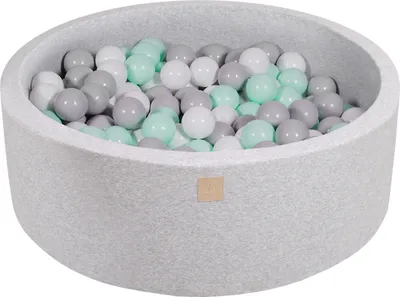 Produktbild von MeowBaby Hellgrau Bällebad rund 90x30cm, bälle: Grau/Weiß/Mint