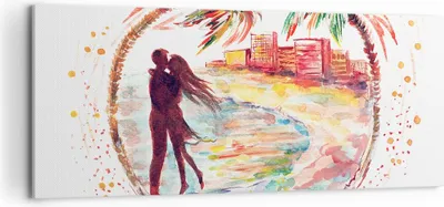 Produktbild von Bild auf Leinwand - Leinwandbild - Liebe Palmen Ansicht Sommer - 100x40cm - Wand Bild - Wanddeko - Leinwanddruck - Bilder - Kunstdruck - Wanddekoration - Leinwand bilder - Wandkunst - AB100x40-2989