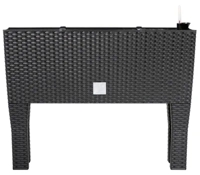 Produktbild von DEUBA® Hochbeet 2in1 Funktion Balkonkasten 30L Bewässerungssystem mit abnehmbaren Füßen Polyrattan Beet Garten Balkon Kunststoff Anthrazit 60x25cm