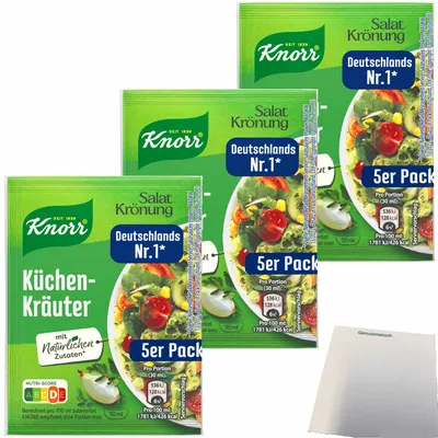 Produktbild von Knorr Salat Krönung Küchenkräuter 3x5er (15x8g Tüten) + usy Block