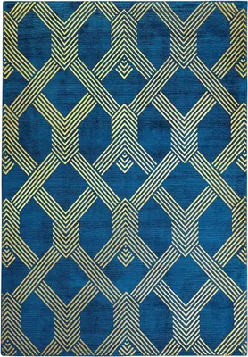Produktbild von BELIANI Teppich Marineblau Viskose 160 x 230 cm Geometrisches Muster Gold Baumwoll-Unterseite Kurzflor Rechteckig Glamour Look Wohnzimmer Schlafzimmer
