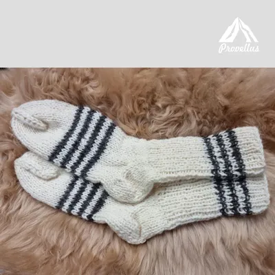 Produktbild von Wollsocken handgestrickt – Stricksocken, 41-46EU Weiß 02