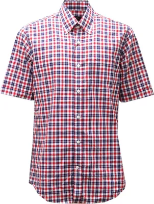 Zdjęcie produktu dla 2758AE camicia uomo PAUL & SHARK niebieska/czerwona bawełniana koszula męska z krótkim rękawem