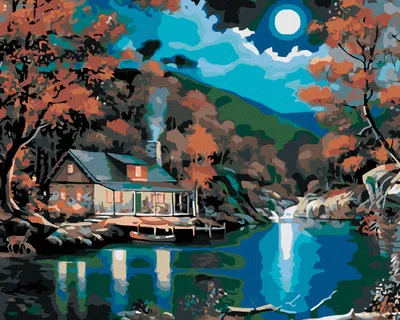 Produktbild von Zuty - Malen nach Zahlen - HÜTTE AM SEE, 40x50 cm, mit Keilrahmen (bereits gespannt)
