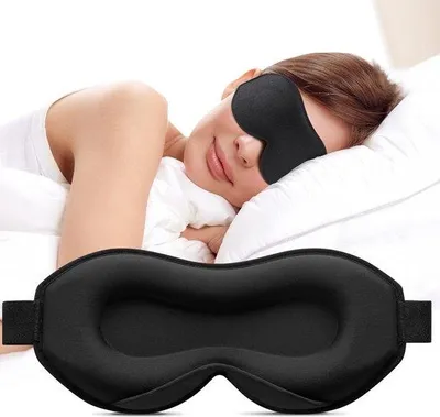 Produktbild von Famanu Schlafmaske 3D für Seitenschläfer - anpassbare Kopfband - atmungsaktiv - schwarz