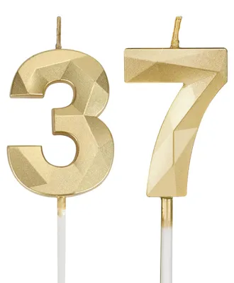 Productafbeelding van Gouden nummer 37 verjaardagscandles voor taartdecoratie