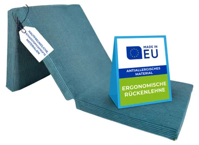 Produktbild von Pillows24 – Klappmatratze Cord 195x120x15 cm mit abnehmbarem Bezug & Tragegriffen | faltbare Matratze für Gäste, Kinder oder Reisen | Türkis
