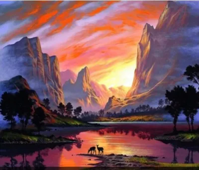 Image de 40x30 cm Diamants Peinture à faire soi-même DIY Diamond Painting Montagnes
