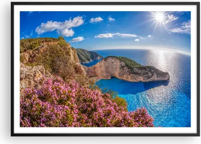 Produktbild von Gerahmtes Poster - Schwarzer Rahmen - Meer Sommer Blume - 100x70 cm - Wand Bild - Wanddeko - Wandbilder - Kunstposter - Wandposter - Bilderrahmen - Bilder - Kunstdruck - Wandbild - P2BAA100x70-3741