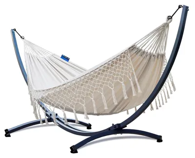 Produktbild von Potenza Outdoor Hängematte mit Gestell für 2 Personen I Baumwolle Doppelhängematte XXL 220x160, 200kg I Hängemattengestell 220kg, wetterfest