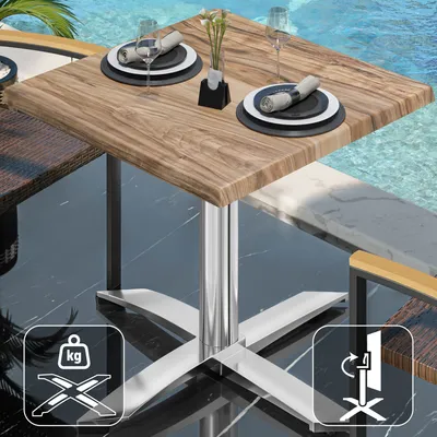 Produktbild von WTG | Bistro Außen Tisch | B: T: H:  70 x 70 x 75,5 cm | Sheesham / Aluminium | Quadratisch | Klappbar + Zusatzgewicht | Bistro Tisch Gastro Tisch