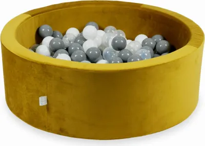 Immagine prodotto di Piscina di palline 200 pezzi 90x30 Velluto oro: bianco, grigio, trasparente
