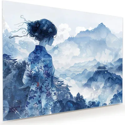 Produktbild von Glasbild 120x90cm in XXL für Wohnzimmer, Schlafzimmer Motiv Asiatische Landschaft
