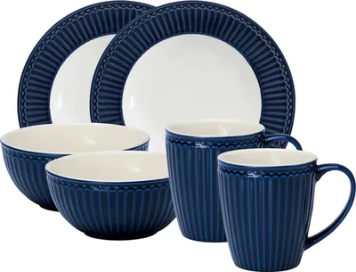 Produktbild von Greengate Alice Frühstücksset dark blue 6tlg