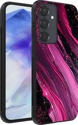 Produktbild von Handyhülle passend für Samsung Galaxy A55 mit Marmordruck - TPU Back Cover Case Marble Design - Lila Pink