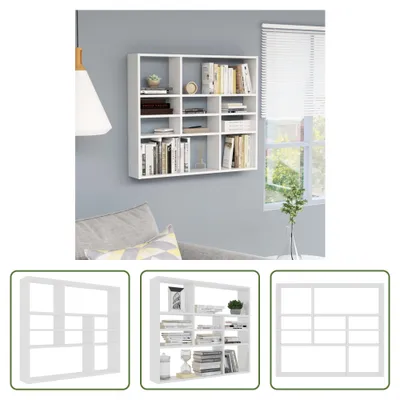 Immagine prodotto di The Living Store Scaffale a muro bianco 90x16x78 cm in materiale ligneo