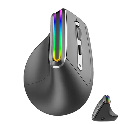 Produktbild von Ergonomische Vertikale Funkmaus mit Schüttelfunktion – Dual-Mode Bluetooth & 2.4G – Wiederaufladbar & Leise