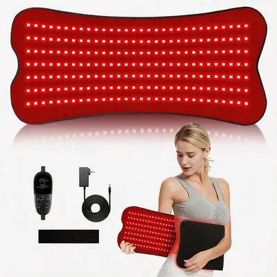 Produktbild von Flexible Rotlichtmatte mit 210 LEDs (80×35 cm) – 660 nm und 850 nm, 5 Helligkeitsstufen, Timer – für Rücken, Beine, Schultern und Knie
