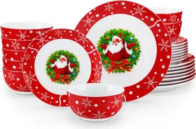 Immagine prodotto di Set di servizi Imperial – Design natalizio – 8 persone – 24 pezzi – Vetroceramica – Piatti piani e piatti da colazione