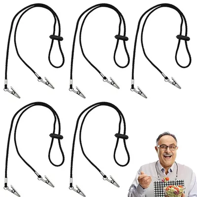 Produktbild von Serviettenkette 5er Set – Serviettenkette mit Clips – Verstellbare Serviettenhalter – Lätzchenhalter für Erwachsene & Kinder – Für Essen & Pflege