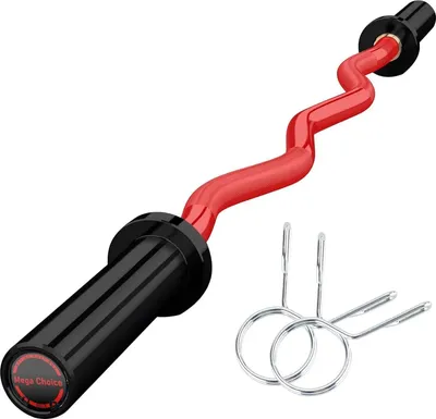 Immagine prodotto di Barra per curl SZ - Barra da 122 cm - Capacità di carico 227 kg - Impugnatura zigrinata antiscivolo - Allenamento per bicipiti e braccia - Rossa