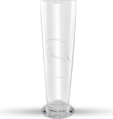 Produktbild von Mr. & Mrs. Panda Bierglas Narwal - Transparent - Geschenk, Aufräumen, Bier Glas, Putzen, Mr Mrs Weizenglas, Meer, Kinderzimmer, Weizenbier, Hausfrau, Weißbierglas, Weizen