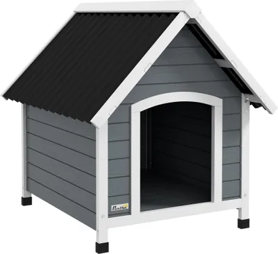 Produktbild von PawHut Hundehütte aus Holz Hundehaus Kleintierhaus mit Asphaltdach Outdoor korrosionsbeständig Hundehöhle mit herausnehmbarem Boden für mittelgroße Hu