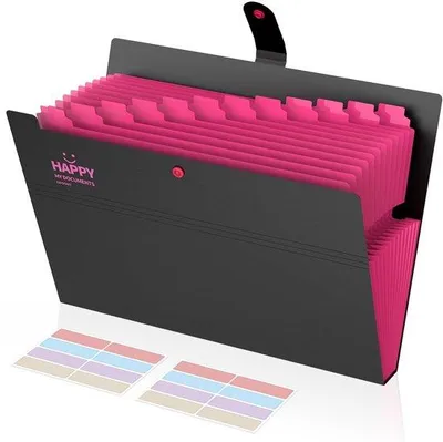Image de Porte-documents A4, 13 compartiments, noir, grand format, organiseur pliable