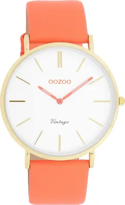 Produktbild von Oozoo Damen Lederarmband Uhr Vintage Series orange Analog Quarzuhr UOC20318