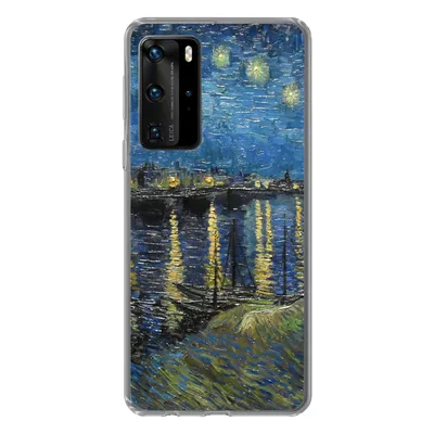 Produktbild von MuchoWow® Handyhülle Schutzhülle Hülle für Huawei P40 Pro Sternennacht über der Rhone - Van Gogh - Kunst Silikon Softcase Handy Hülle - Schutz