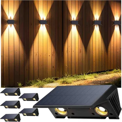 Solar-Wandleuchte Außen, 4 LEDs, warmweiß, 6er-Set