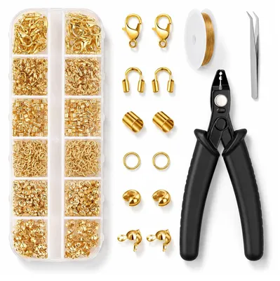 Schmuckherstellungsset, 1200-teilig, Gold, für DIY-Schmuck