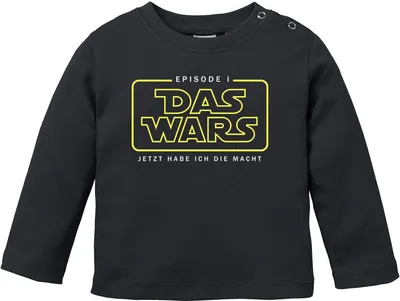 Produktbild von Baby Langarmshirt Babyshirt Babyshirt Das Wars ab jetzt hab ich die Macht Episode 1 Jungen Mädchen Shirt Moonworks® schwarz 56/62 (1-3 Monate)