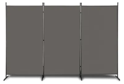 Produktbild von Raumteiler Paravent innen, 3-teilig 180 x 261 cm Sichtschutz für Balkon, wetterfester Paravent für Outdoor, Trennwand (Grau)