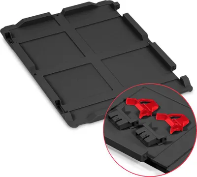 Produktbild von Scharnierdeckel Set Eurobox NextGen mit 2 roten Schiebeschnappverschlüssen | BxT 30x40cm | Schwarz | Eurobehälter, Transportbox, Transportbehälter, Stapelbehälter