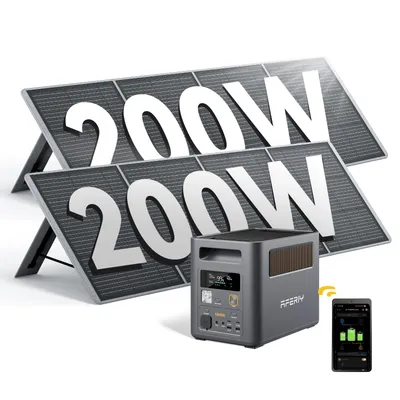 Produktbild von AFERIY P180 Pro 1800 W 1024 Wh Powerstation mit 2 × 200 W Solarpanel, UPS, für Camping und Zuhause