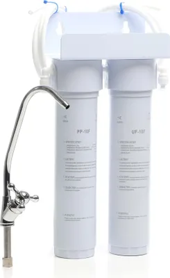 Zdjęcie produktu dla Naturewater NW-2-PPUF 2-stopniowy podzlewozmywakowy filtr wody, 5 µ, filtr osadów i wkład filtra Ultrafilter, z szybkozłączką, kranem