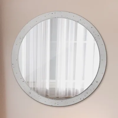 Produktbild von Dekospiegel – Hängespiegel Wandspiegel Spiegel mit Aufdruck – Spiegel – Schlafzimmer - Beton Textur - Runder: Ø100cm