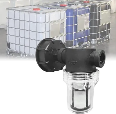 Produktbild von 1000-Liter-Tankanschlusshahn, Gartenschlauchverbinder fš¹r Regenwassersammler mit Filterfunktion, S60x6 IBC-Wassertankadapter (1/2'' Innengewinde)