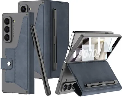Obrázek produktu pro Pouzdro pro Samsung Galaxy Z Fold 6 Průhledné galvanizované kryt s ochranou displeje, držákem na pero, ochranou objektivu a stojánkem šedé