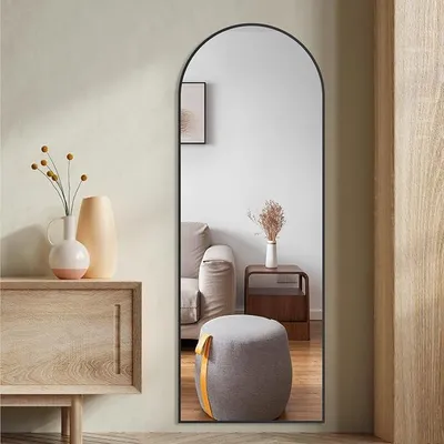 Imagen del producto de Espejo de pie con forma de arco, espejo de pared con marco de aluminio , 80x180 cm. Espejo de cuerpo entero, ideal para dormitorios y salones