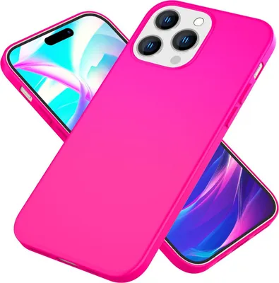 Immagine prodotto di Custodia per iPhone 14 Pro - Custodia colorata in silicone neon, morbida e vellutata, rosa antiscivolo