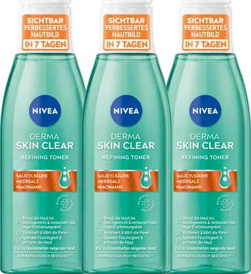 Produktbild von 3 x NIVEA Derma Skin Clear Refining Toner 200 ml