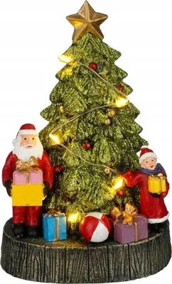 Imagen del producto de Figura decorativa navideña con luces LED, forma de árbol de Navidad, dimensiones: 10 x 8,5 x 16 cm