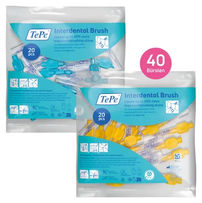 Produktbild von 40 Stück TePe Interdentalbürsten Original, Blau/Gelb