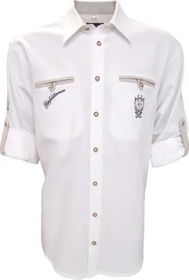 Produktbild von Trachtenhemd für Lederhosen mit Stickerei weiß O55, Größe:S