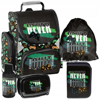 Image de Sac à dos scolaire pour filles et garçons, motif PADS 5 pièces : sac à dos, trousse, sac à chaussures, gourde, sac à goûter – Mega-Set Paso