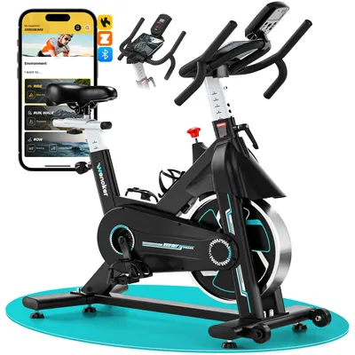 Produktbild von WENOKER Heimtrainer Fahrrad mit App, Leises Hometrainer Fahrrad Mit Gebogenem Griff, Bequem Ergometer Heimtrainer mit LCD-Display, Tablet-Halterung
