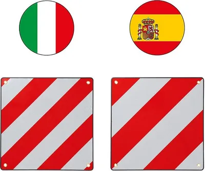 Produktbild von Alu-Warntafel 50x50cm für Italien/Spanien 2 in 1 Reflektierend rot-weiß