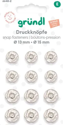 Produktbild von Gründl Druckknopf-Set Ø 13-15 mm silber 12 Stück